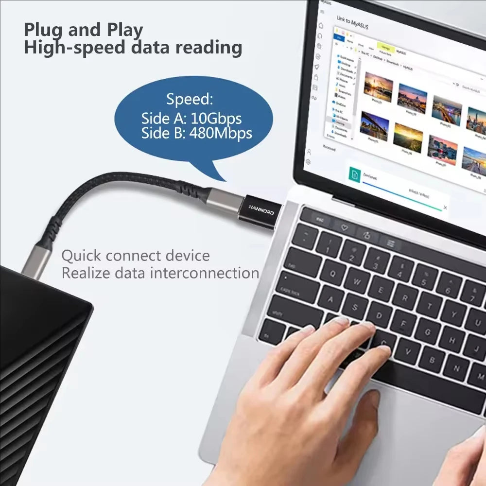 Hannord USB-A to USB-C Adapter 10Gbps 3A Fast Charge OTG USB-C Adapter PRIMED