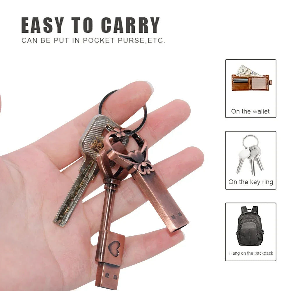 10-Pack Copper Heart USB Flash Drives 64GB 128GB Metal Gift USB Flash Drive PRIMED