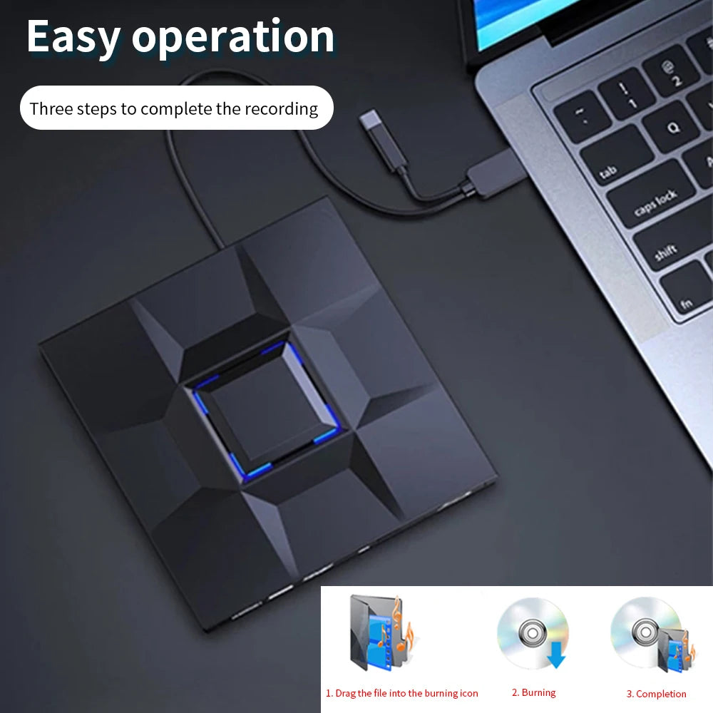TISHRIC External DVD Drive USB-C USB 3.0 CD DVD Burner External Optical Drive PRIMED