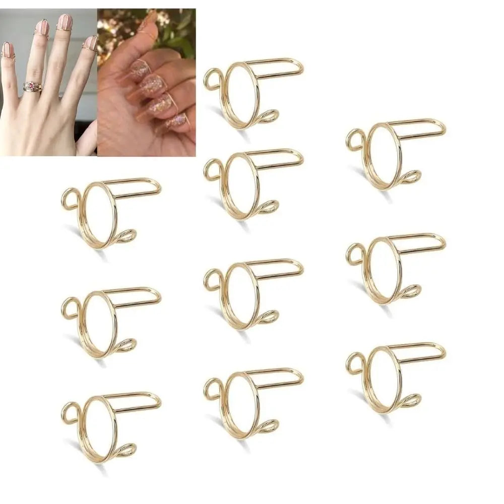 French Nail Rings – Reusable Fake Nail Tips Gold & Silver 10pc
