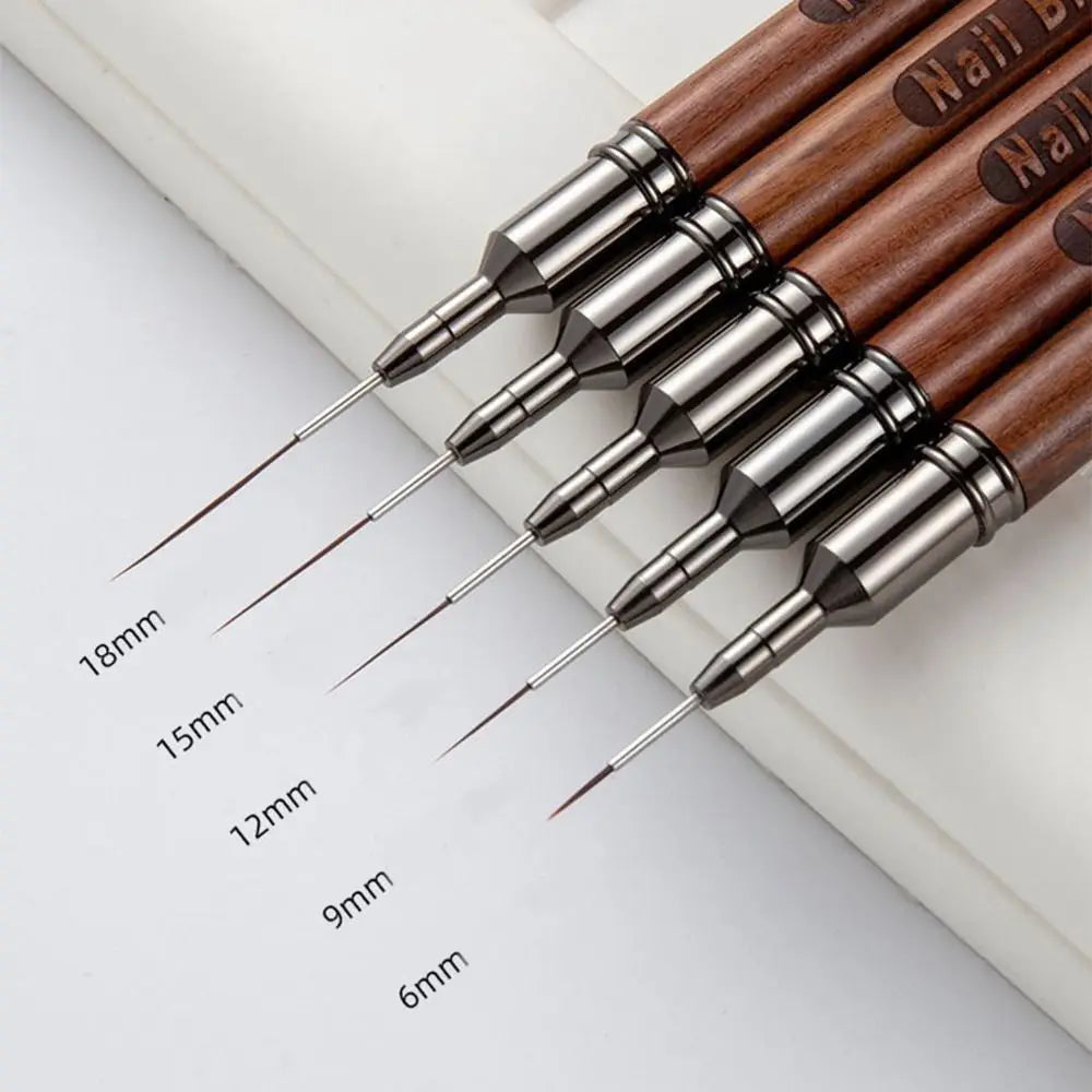 Sandalwood Nail Liner Brush | Fine Detail Nail Art Tool 6–18mm