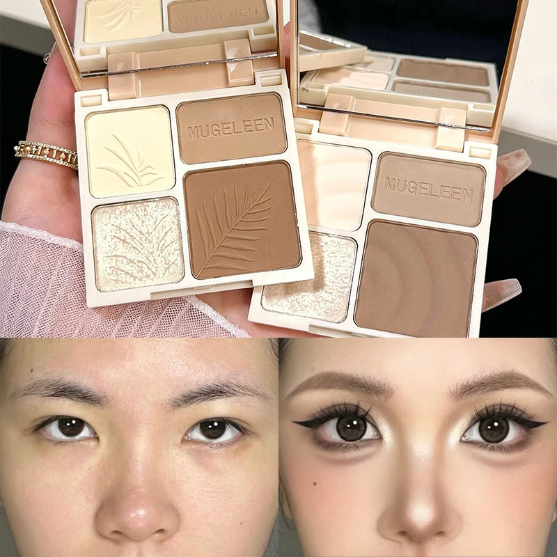 4-Color Highlight & Contour Palette – Matte Bronzer Blush Highlight Contour Palette PRIMED