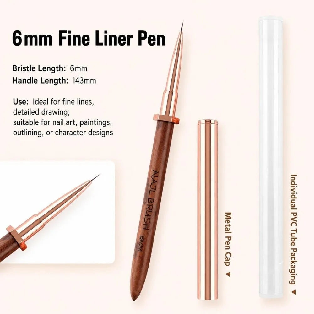 Sandalwood Handle Nail Art Detail Brush – Portable Nail Pen