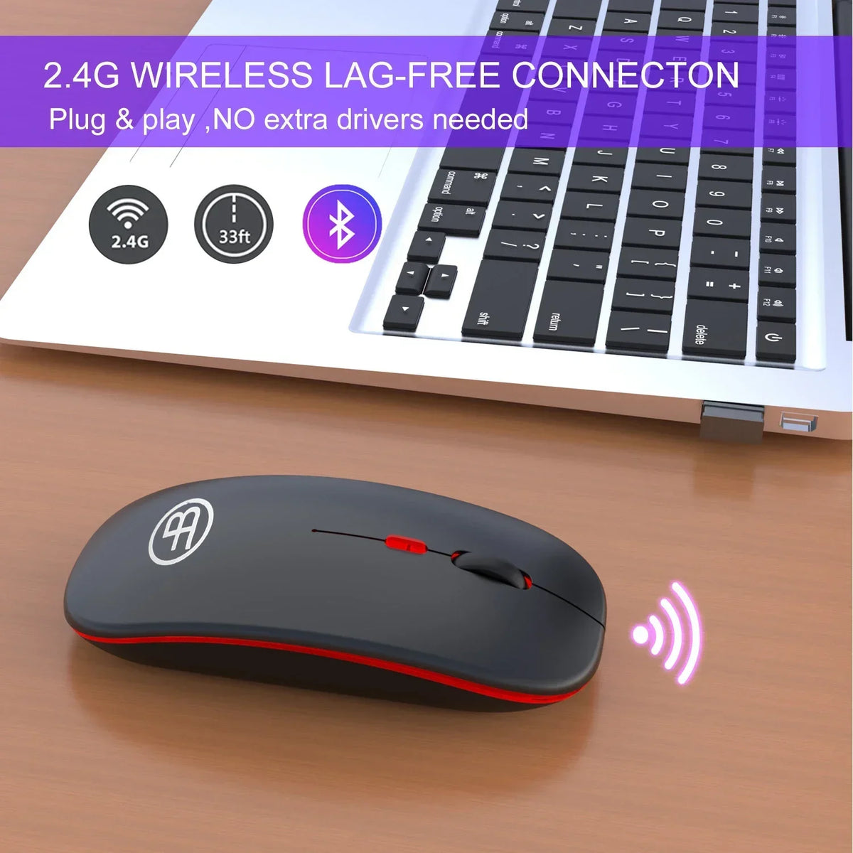 LED Rechargeable Wireless Mouse Bluetooth 2.4G Dual Mode Silent Wireless Mouse PRIMED