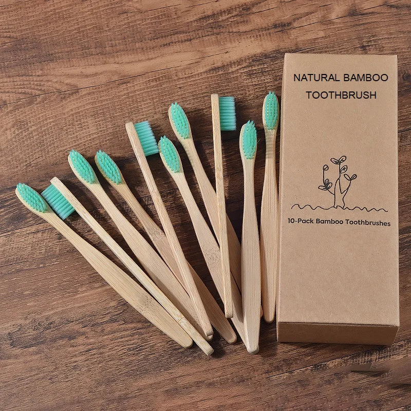 10-Pack Bamboo Toothbrush – BPA Free Soft Charcoal Bristles