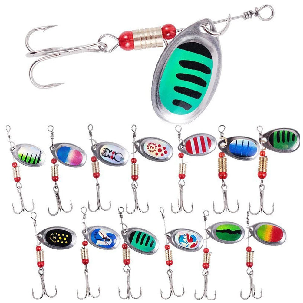30-Pack Metal Spoon Spinner Fishing Lures with Treble Hook Fishing Lure Set PRIMED