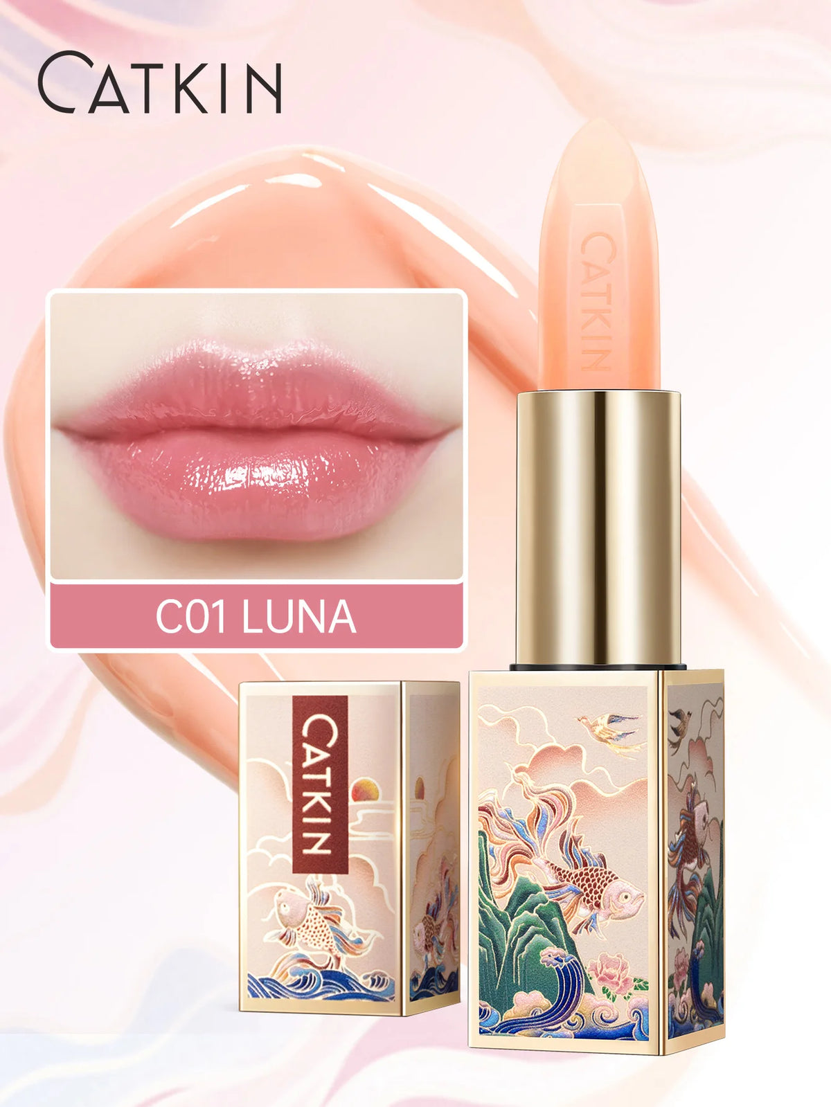 CATKIN Colored Lip Balm – Moisturizing & pH-Activated Glow Colored Lip Balm PRIMED C01 Luna