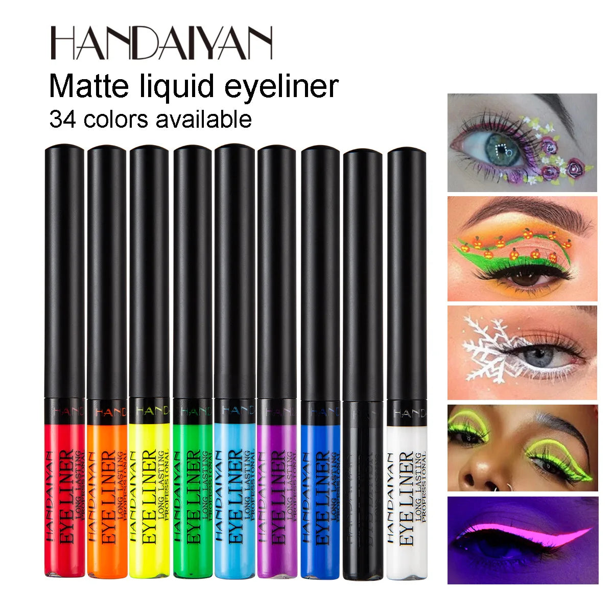 Handaiyan Neon UV Glow Matte Liquid Eyeliner – Waterproof Liquid Eyeliner Pen PRIMED