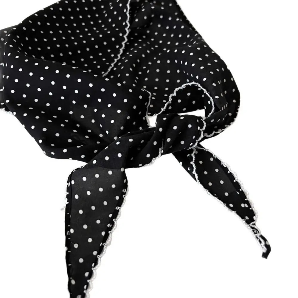 Silk Triangle Dot Print Hair Band – Sun-Proof Headscarf