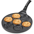 LMETJMA Smiley Face Pancake Pan – 7-Face Non-Stick Griddle Non-Stick Pancake Pan PRIMED black