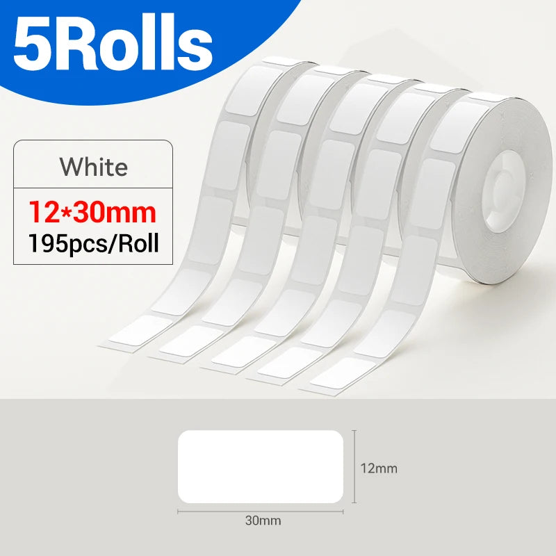 Niimbot Waterproof Label Rolls for D11 D110 D101 H1S Printer Thermal Label Rolls PRIMED 5Rolls 12x30mm