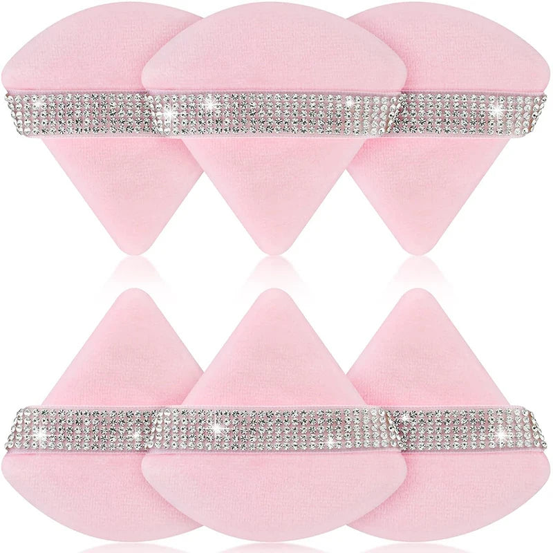 Triangle Velvet Powder Puff Set 3/6 Pcs – Soft Sponge