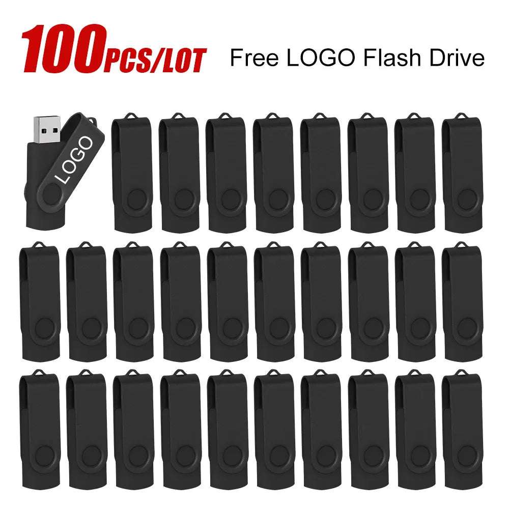 100-Pack Custom Logo USB 2.0 Flash Drives 4GB–64GB Metal USB Flash Drive PRIMED 256MB x 100pcs black-A