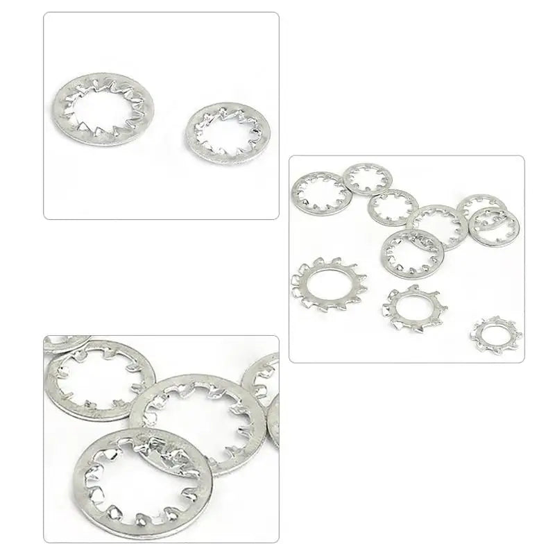 100Pcs M3–M16 Galvanized Internal Serrated Lock Washers
