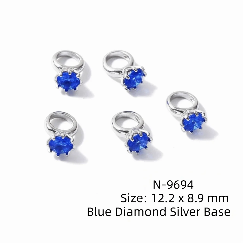 3D Zircon Nail Art Rhinestones – Diamond Manicure Charms 5pc Nail Art Rhinestones PRIMED Silver 4