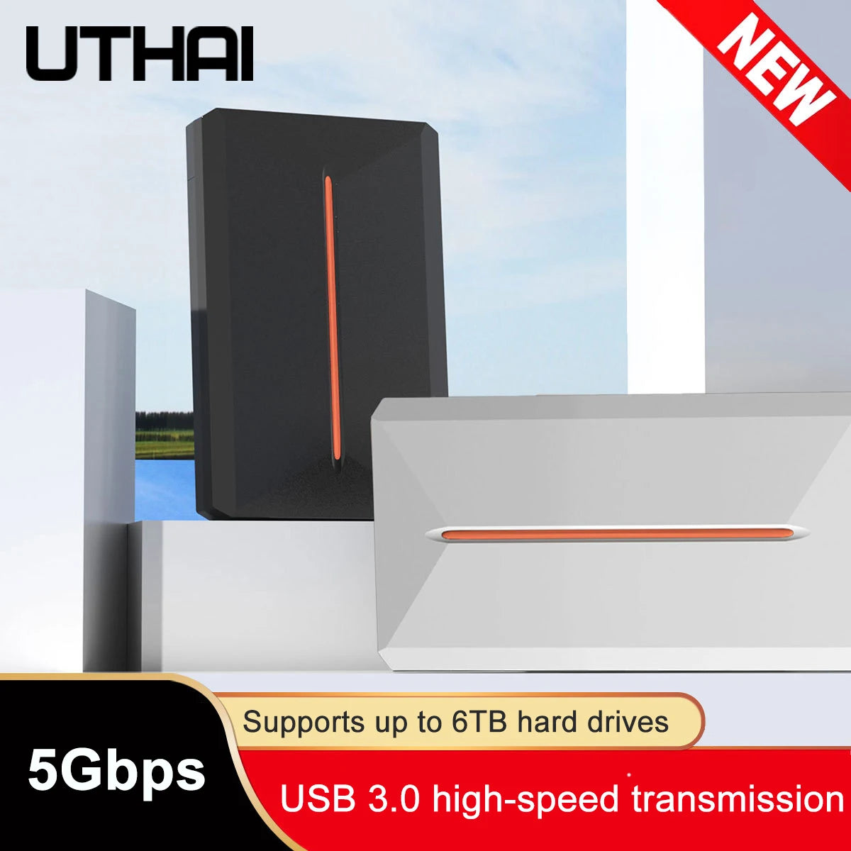 UTHAI USB 3.0 External 2.5" SATA Hard Drive Enclosure – 5Gbps