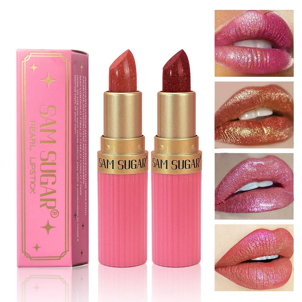 Pearlescent Glitter Velvet Lipstick – Waterproof Metallic Lip Gloss Glitter Lip Gloss PRIMED