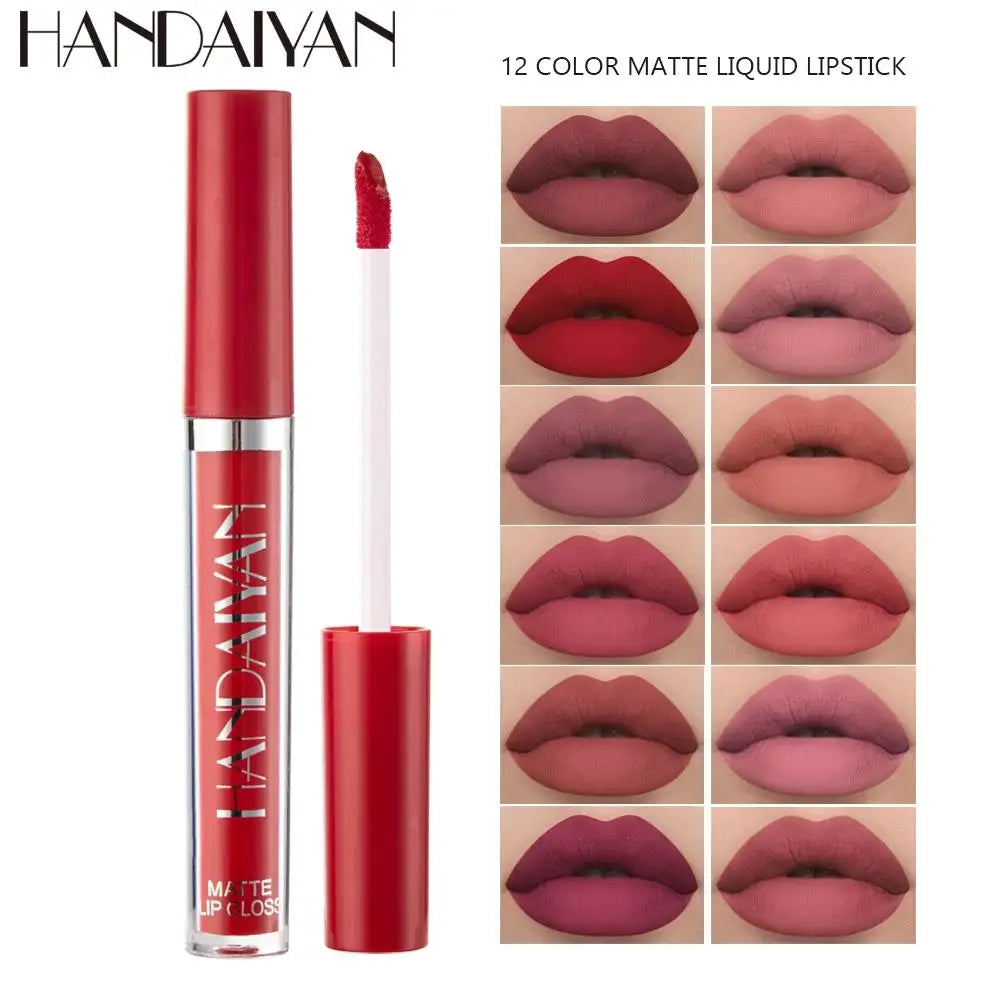 Handaiyan 12 Colors Matte Velvet Liquid Lipstick – Waterproof Liquid Lipstick PRIMED