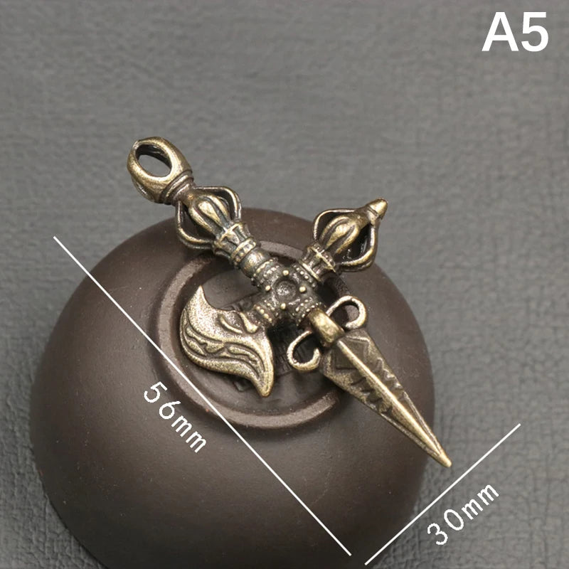 Tibetan Buddhist Vajra Pestle Brass Pendant – Handcrafted