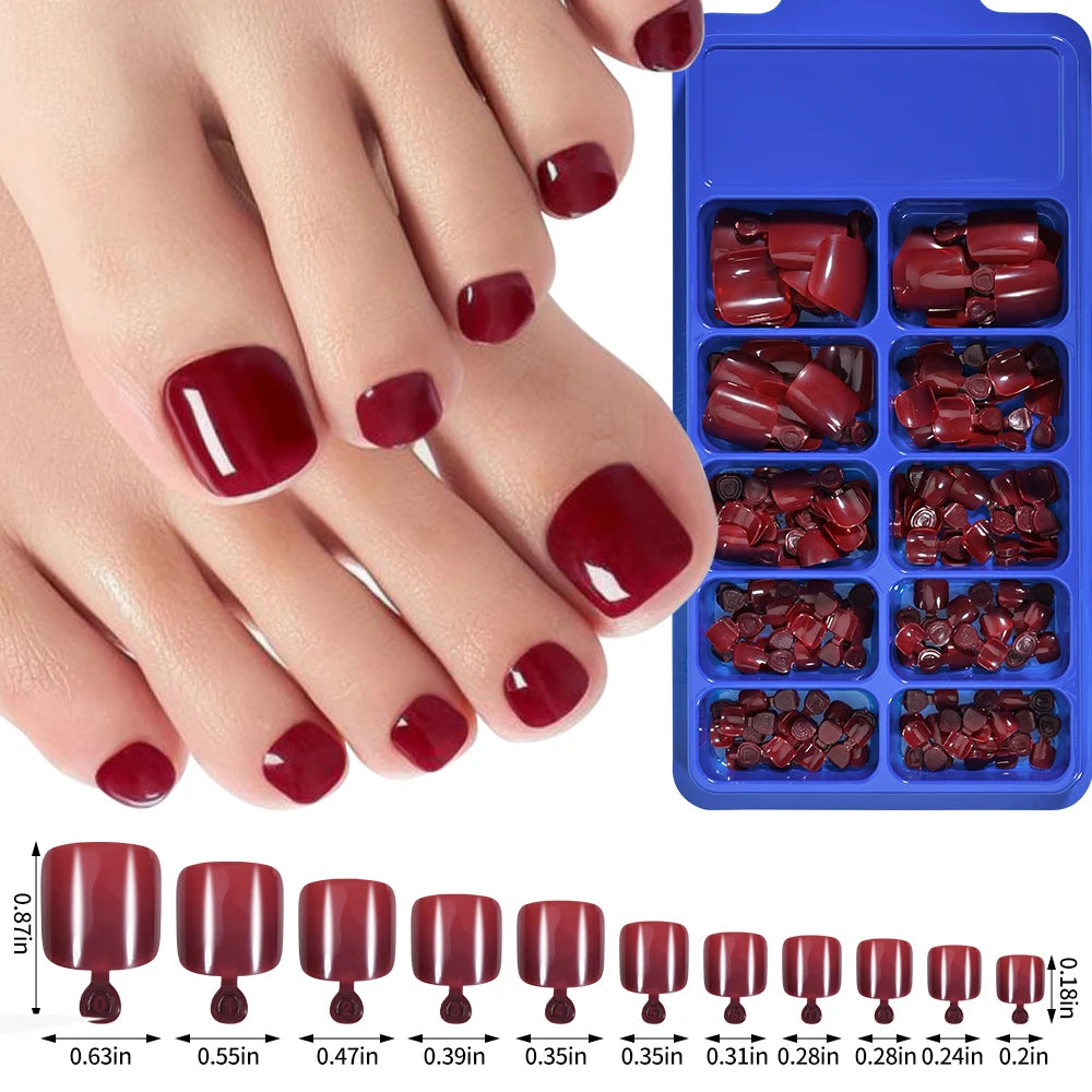 100Pcs Press On Toenails – Acrylic Solid Color Fake Nail Tips