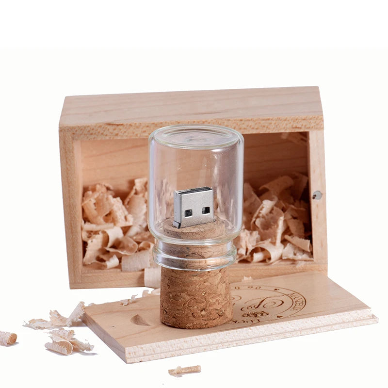 JASTER Drifting Bottle USB Flash Drive in Wooden Gift Box USB Flash Drive PRIMED