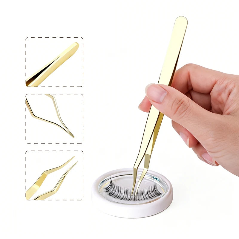 Precision Lash Extension Tweezers – Square Curved Tip Anti-Slip Lash Extension Tweezers PRIMED