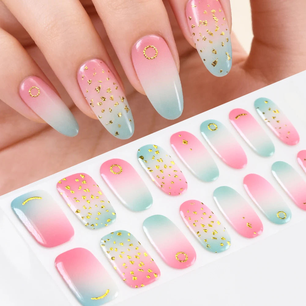 Semi-Cured UV Gel Nail Stickers – French Full Cover Waterproof