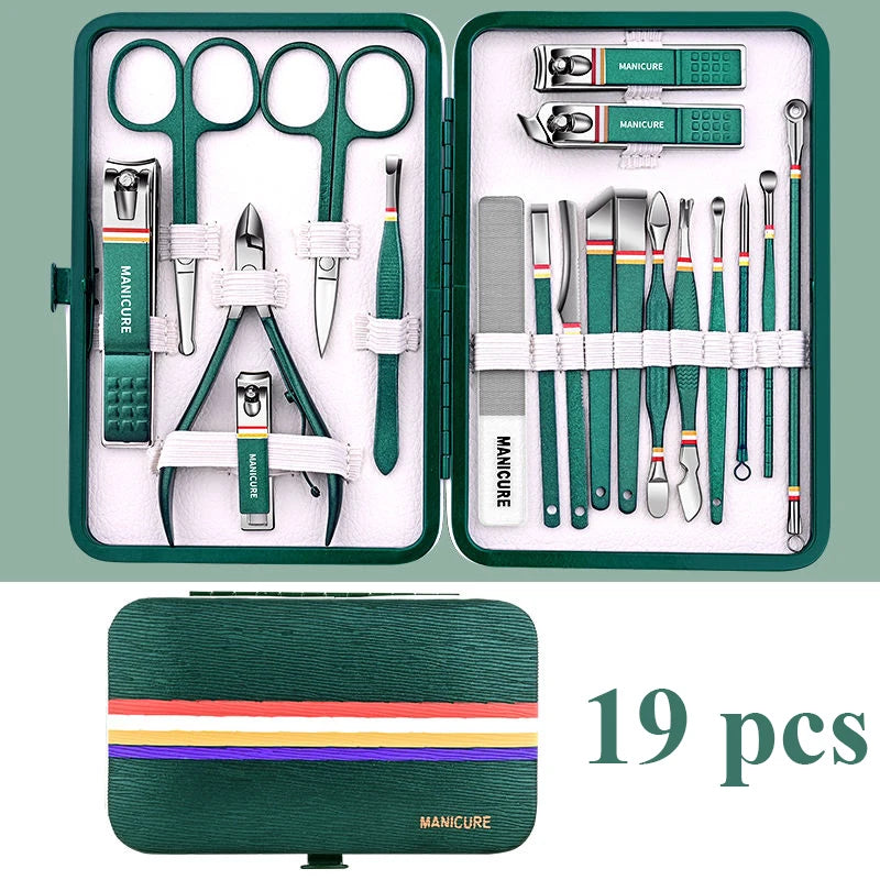 Stainless Steel Nail Care Kit – Manicure & Pedicure Set + Case Nail Care Kit PRIMED 19pcs set