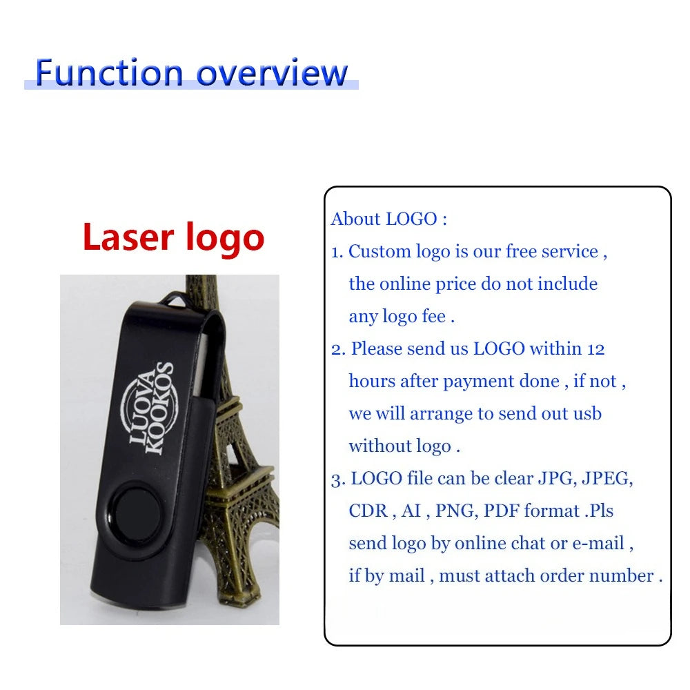10-Pack Rotatable Metal USB 2.0 Flash Drives | Custom Logo USB Flash Drive PRIMED