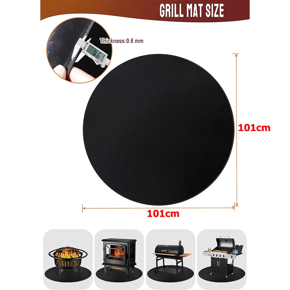 LMETJMA Round Fire Pit Mat – Fireproof BBQ Grill Pad for Deck Fire Pit Mat PRIMED 101cm