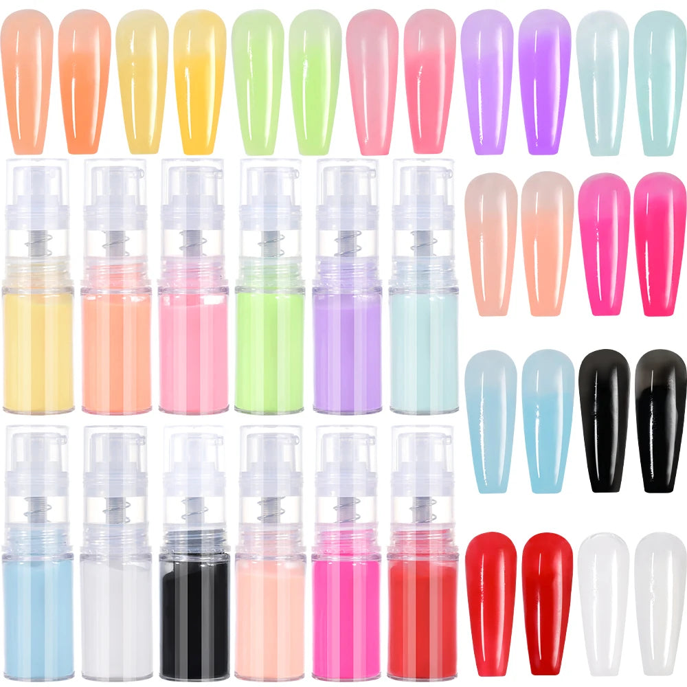 MAFANAILS 12-Color Ombre Spray Nail Glitter Powder 10g
