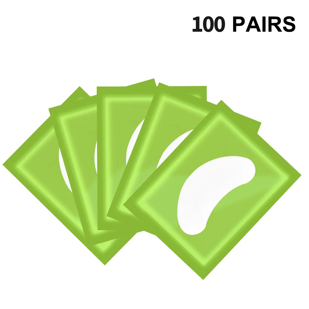 100 Pairs Hydrogel Under Eye Pads for Eyelash Extensions Eyelash Extension Pads PRIMED PT-100pcs Green