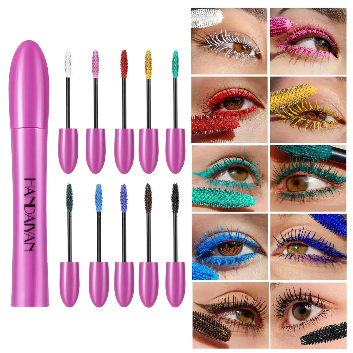 Handaiyan Waterproof Color Mascara – 10 Shades, Volume & Curl Color Mascara PRIMED