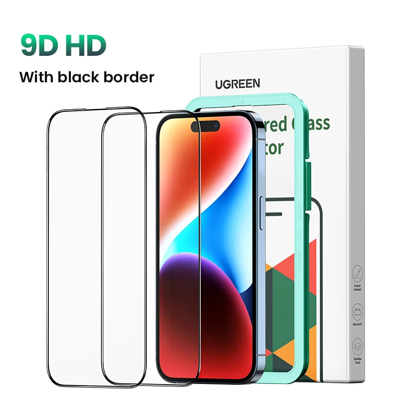 UGREEN 9D iPhone Screen Protector – 9H Tempered Glass Full Cover Tempered Glass Screen Protector PRIMED 9D with black border For iPhone 14Pro Max Russian Federation|Tempered glass