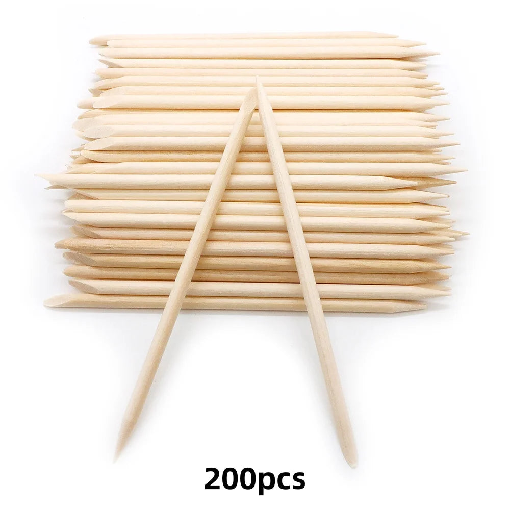Wood Nail Cuticle Sticks Double-Ended Orange Sticks 100/200/500Pcs