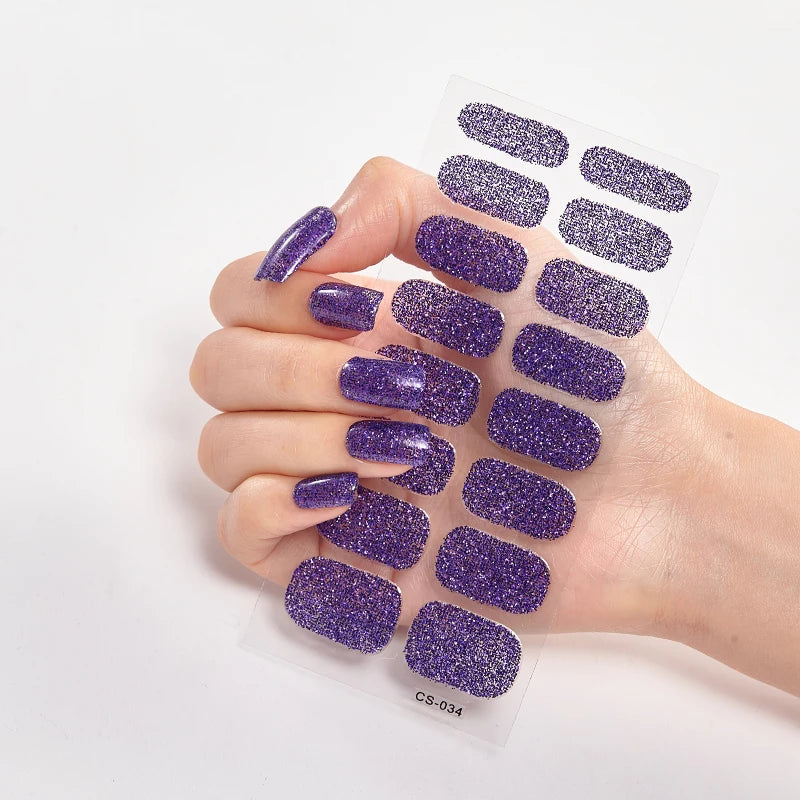 Semi-Cured Gel Nail Wraps Full Cover Stickers – 16pc Set