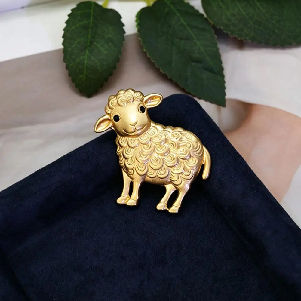 Vintage Sheep Brooch Multicolor Rhinestone Gold-Tone Lapel Pin