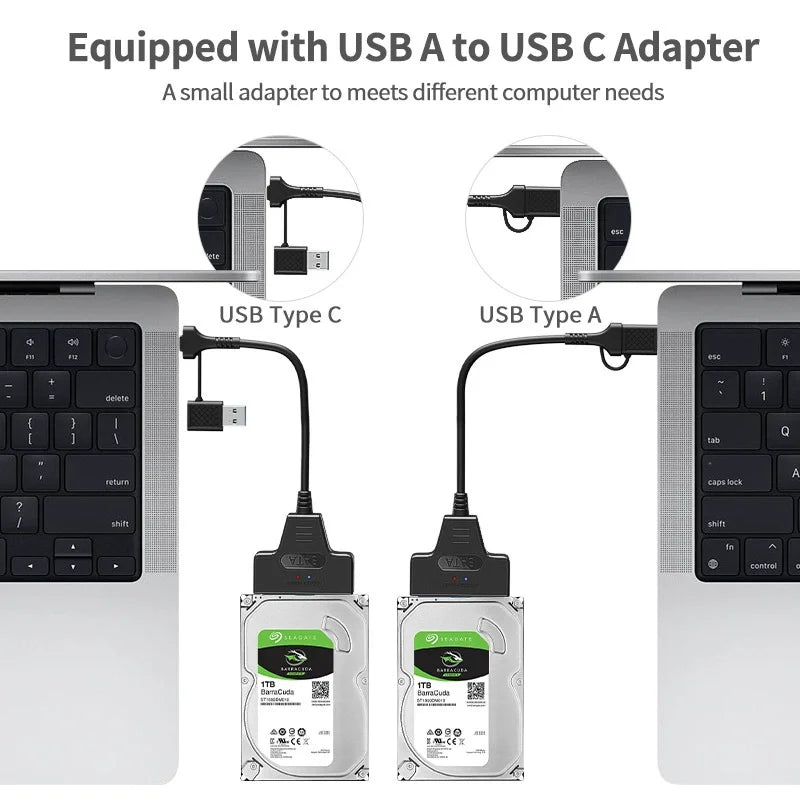 USB 3.0/Type-C to SATA Adapter – 2.5" & 3.5" SSD HDD SATA Adapter Cable PRIMED