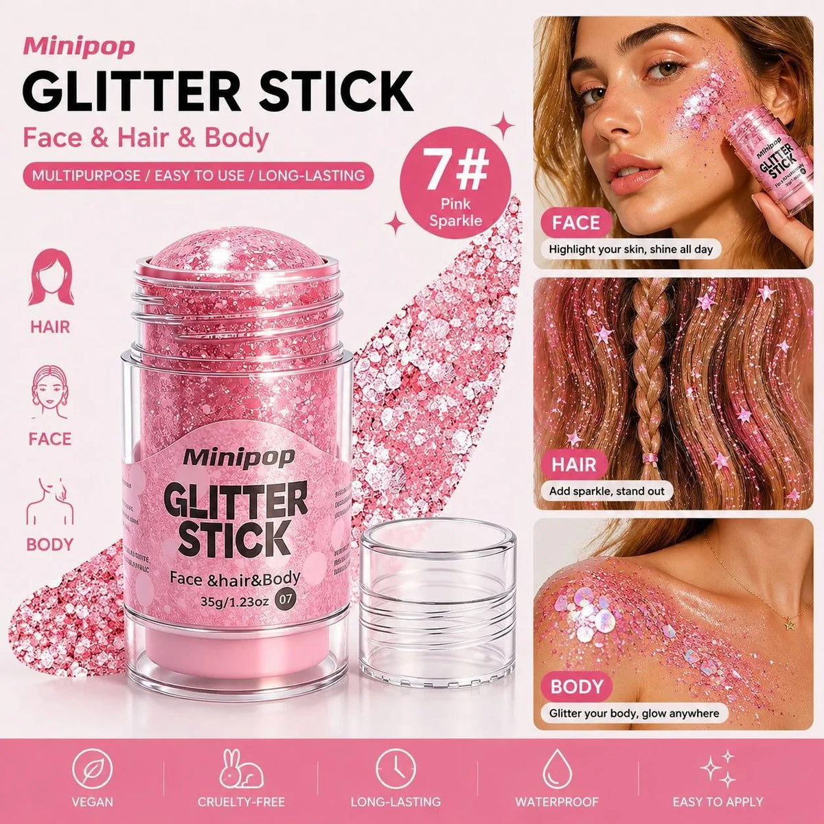 Star Sequin Glitter Stick – Face, Body & Hair Shimmer Makeup