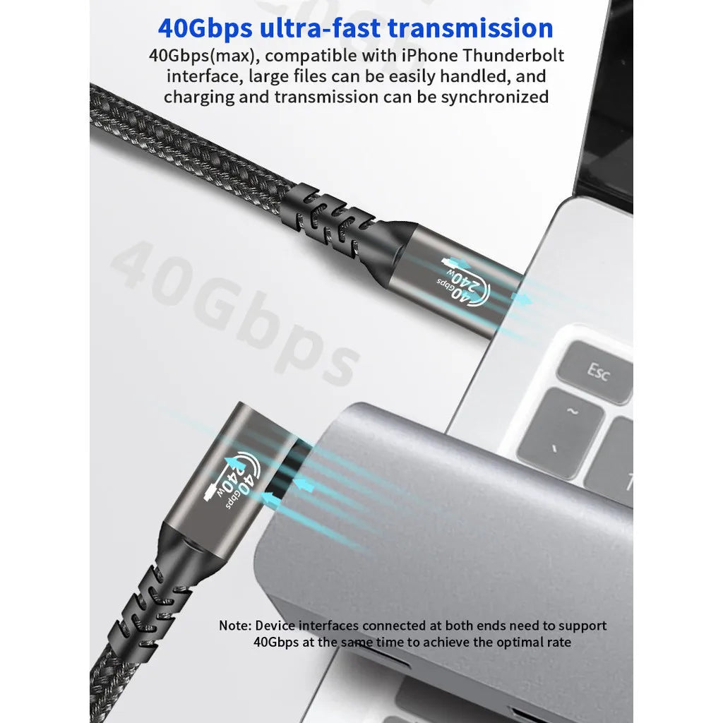 Thunderbolt 4 90° USB-C Cable 40Gbps 8K 240W PD | Hannord Thunderbolt USB-C Cable PRIMED