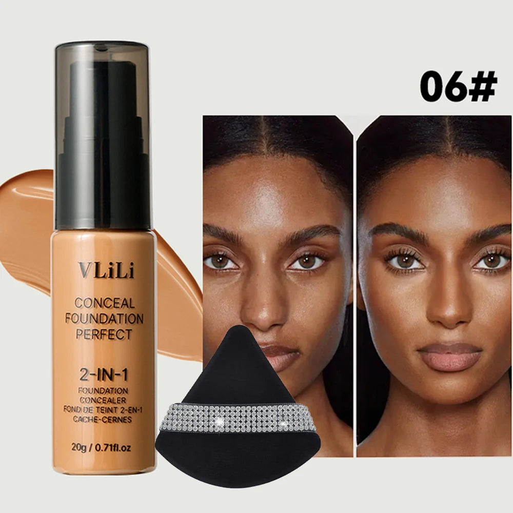 Waterproof Full Coverage Liquid Foundation & Puff Set