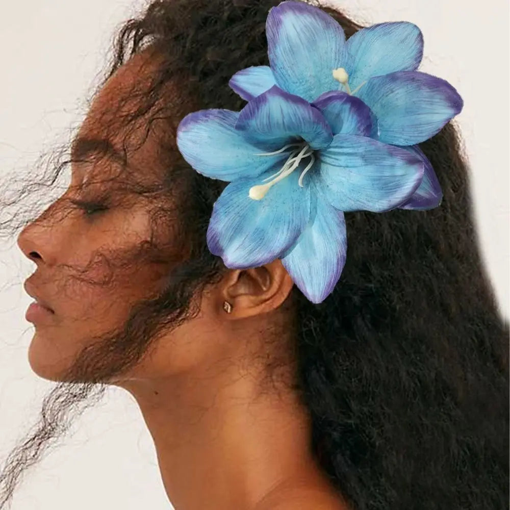 Lily Flower Duckbill Hair Clip | Bohemian Double Flower Floral Hair Clip PRIMED
