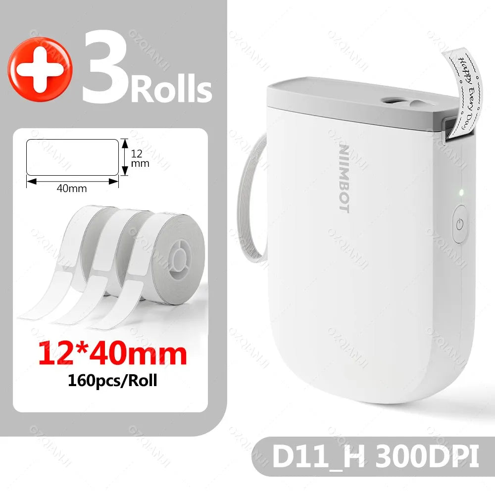 Niimbot D11H D110M Bluetooth Thermal Label Maker – 300dpi Thermal Label Maker PRIMED D11H WH Add 3WH