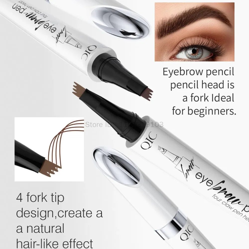 Waterproof 4-Tip Microblade Eyebrow Pen – Smudge-Proof Brow Eyebrow Makeup Pen PRIMED