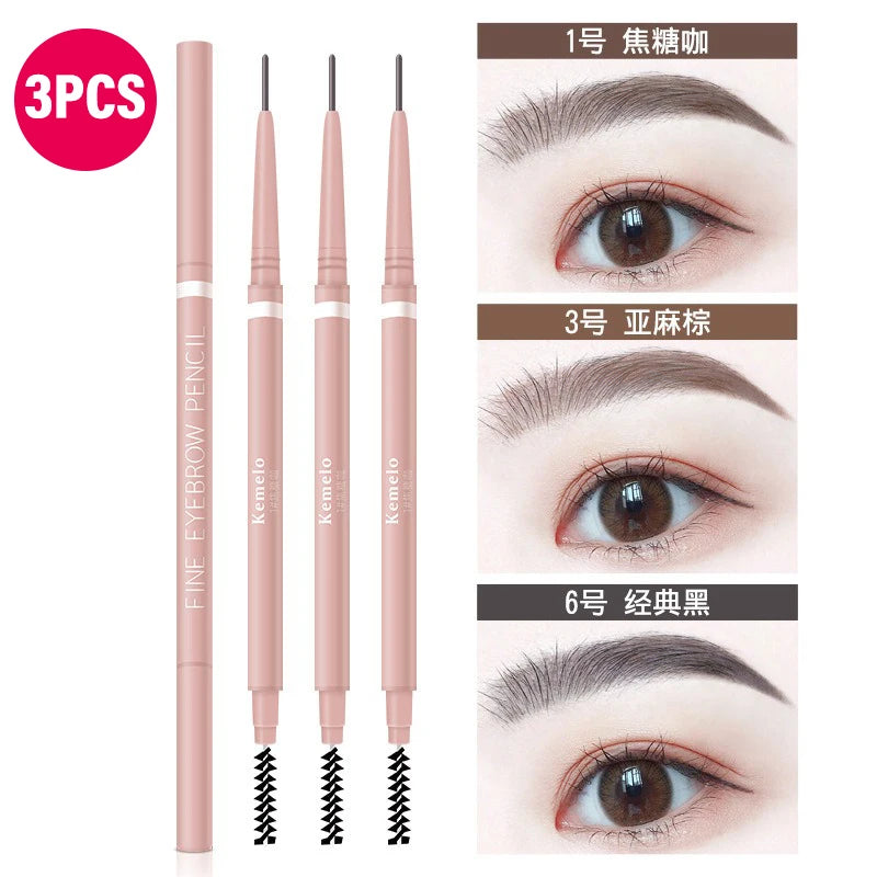 Ultra Fine Double-Ended Eyebrow Pencil with Brush – 6 Colors Eyebrow Pencil PRIMED 01 and 03 and 06
