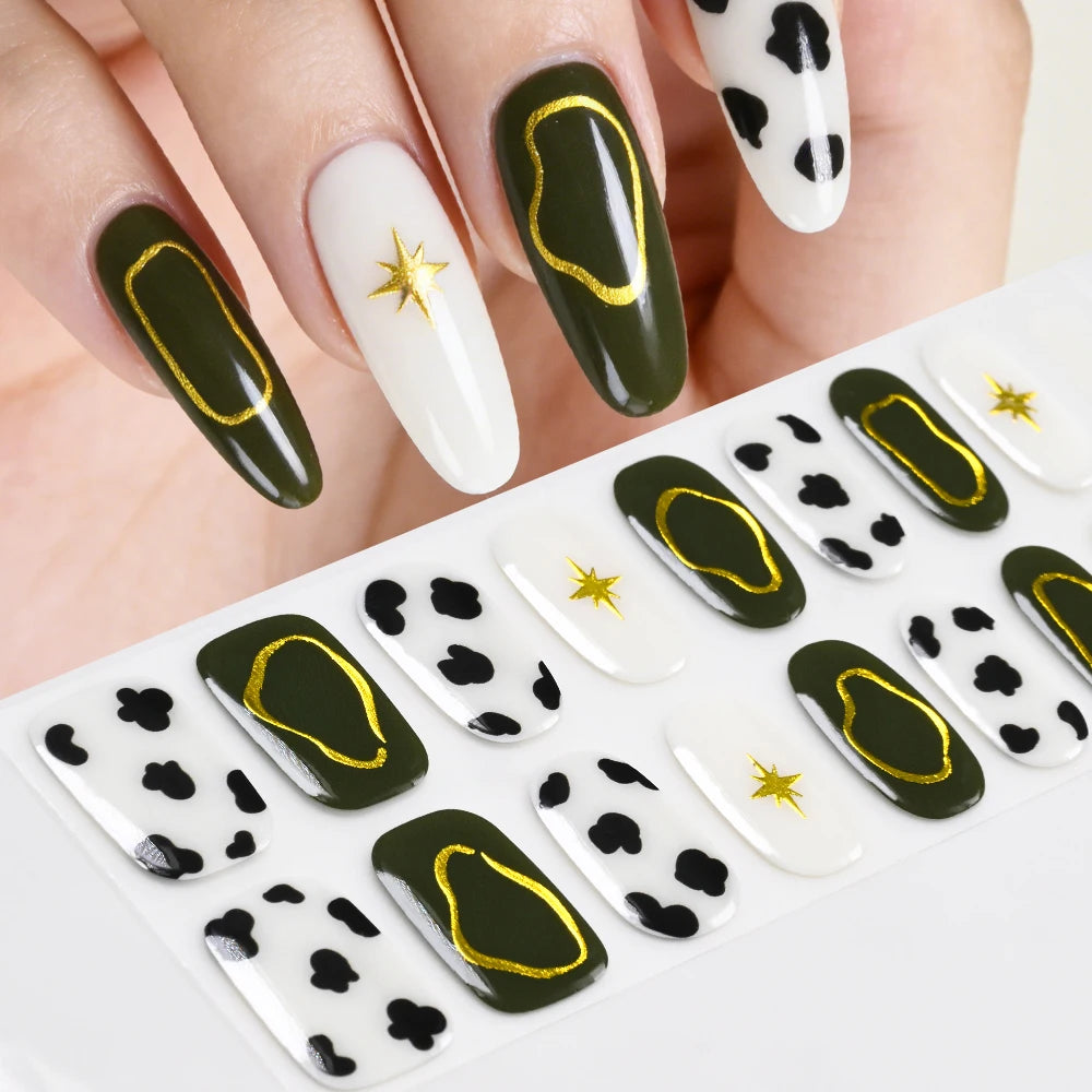 Semi-Cured UV Gel Nail Stickers – French Full Cover Waterproof