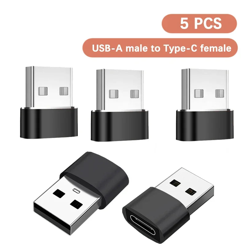 USB-C to USB-A OTG Adapter – Fast Charging & Data Sync USB OTG Adapter PRIMED 5 PCS