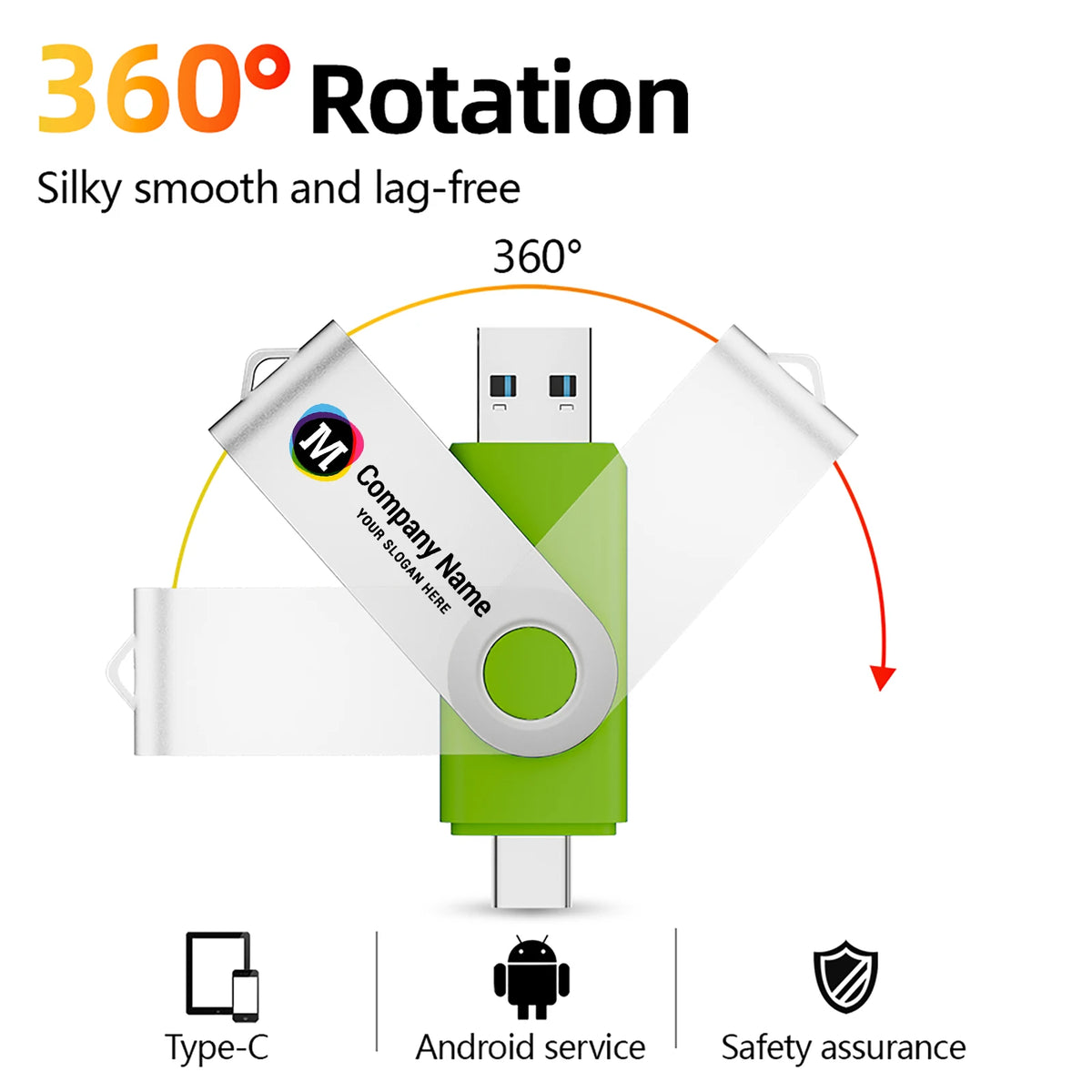 Type-C USB 3.0 Flash Drive 4GB–128GB | Custom Logo & Key Chain USB Flash Drive PRIMED