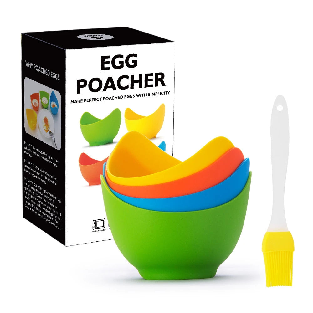LMETJMA 4-Pack Silicone Egg Poacher Cups with Ring Stands Egg Poacher Set PRIMED