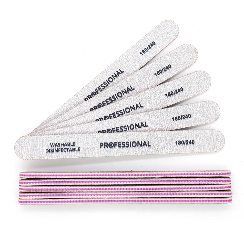 JEARLYU Grey Zebra Nail Files Multi-Grit Double Sided | 5/10 Pack Nail Files PRIMED 10pcs Grit180-240